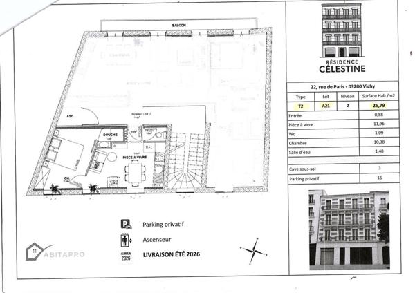 Appartement Vichy 2 pièce(s) 26 m2