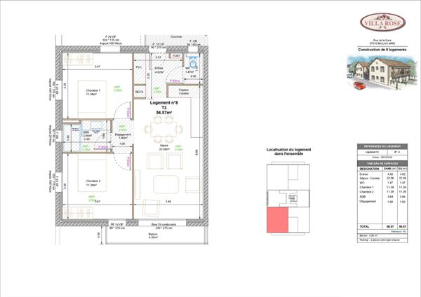 Appartement Neuf - Ballan Mire 3 pièce(s) 55.67 m2 Balcon et parking