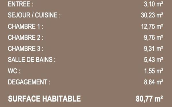 Appartement à vendre    4 pièces • 80,77 m2 Sain-Bel