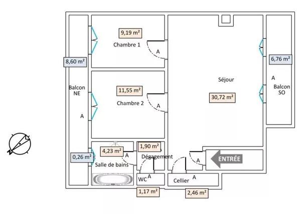 Location Appartement 3 pièces 61 m2 à Asnières-sur-Seine