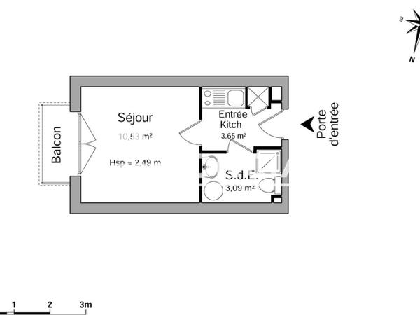 Location Studio 17.27 m² - 16 AVENUE CROIX GUERIN Caen 14000