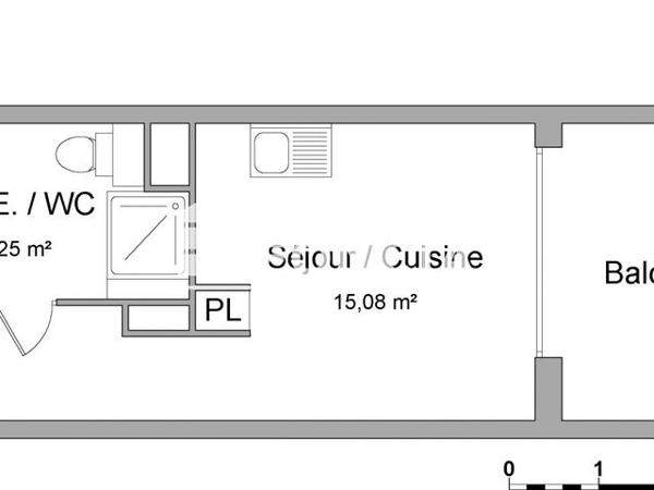 Location Studio 20.3 m² - 90 RUE ROBERT CAPA Montpellier 34090