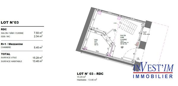 STUDIO MEZZANINE 13m² - idéal Investisseur ou Etudiant , Oullins