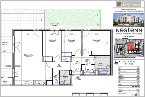 SAINT LAURENT DE MURE proche centre bourg - Type 4 neuf RT 2012 avec terrasse et jardin privatif S/O