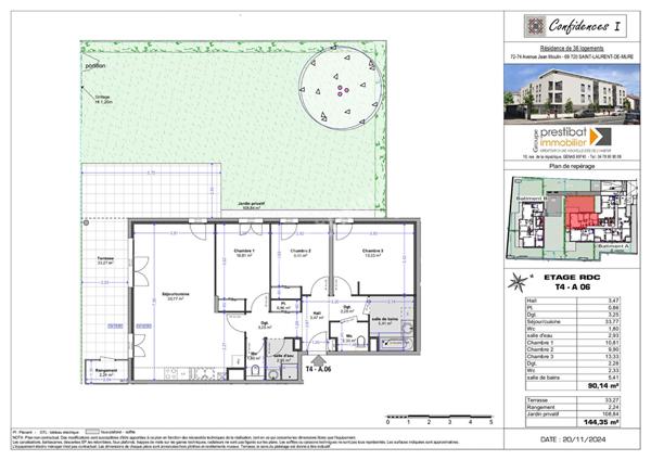 SAINT LAURENT DE MURE proche centre bourg - Type 4 neuf RT 2012 avec terrasse et jardin privatif S/O