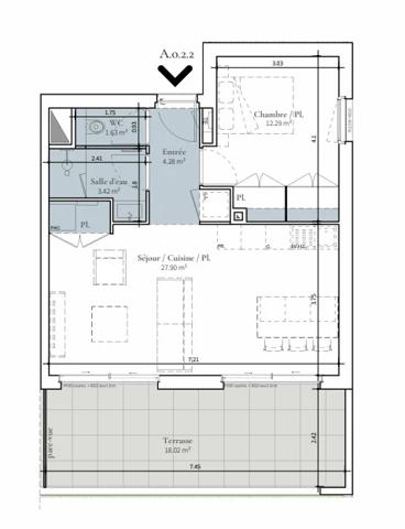 APPARTEMENT T2 A LOUER - ST DIDIER AU MONT D OR Centre et Sud Est 49.52 m 2 1 200 € charges comprises par mois