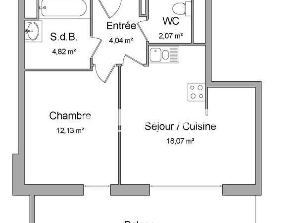 Location Appartement 2 pièces 41.13 m² - 29 AVENUE JULES FERRY Thonon-les-bains 74200
