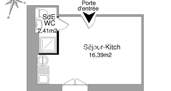 Location Studio meublé 19.53 m² - Vienne 38200