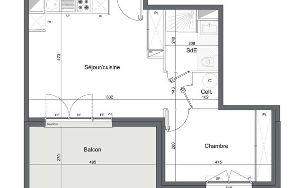 Appartement à vendre    2 pièces • 42,98 m2 Mérignac