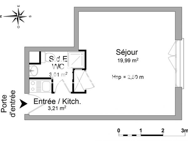 Location Studio 26.21 m² - 37/39 RUE DEMIDOFF Le Havre 76600