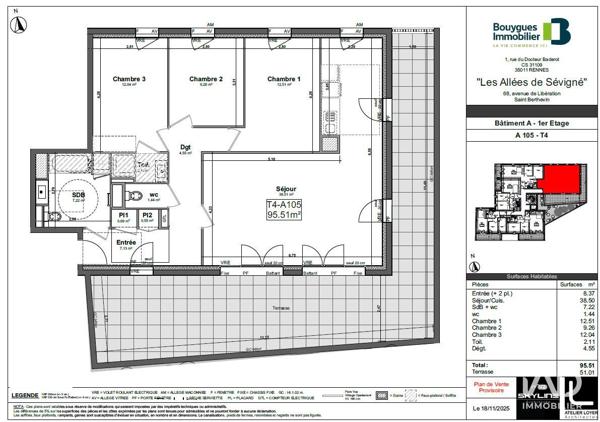 Appartement à vendre 4 pièces 95 m² Saint-Berthevin