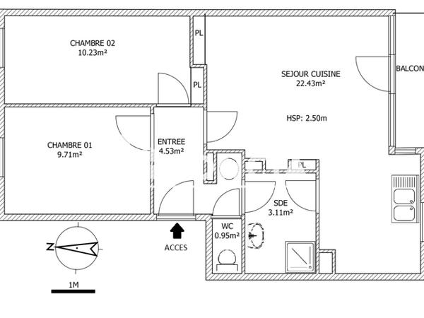 Location Appartement 3 pièces 50.96 m² - 10 RUE DE L'YSER Wattignies 59139