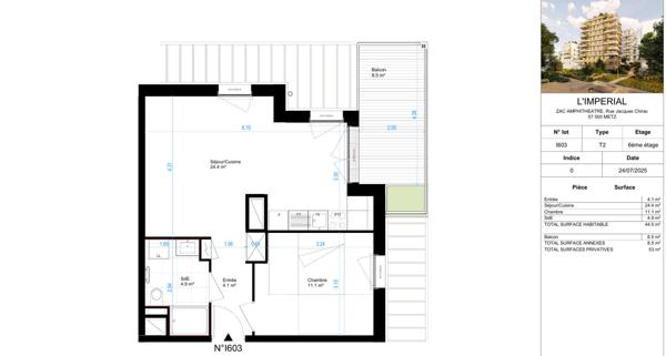 Appartement 2 pièces 44.46 m2