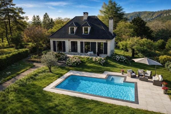 Maison contemporaine - Martel Vallée de la Dordogne, Maison 4 chambres , piscine, jaccuzi, jardin clos.