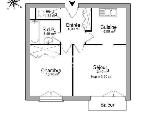 Location Appartement 2 pièces 40.55 m² - 16 bis rue des MURLINS Orleans 45000