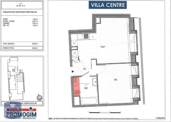 Appartement à louer 2 pièces 39.59m²