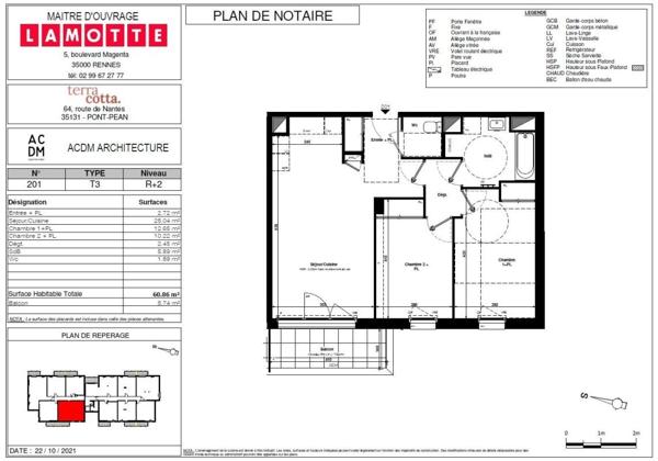 Appartement à louer 3 pièces - 60 m²