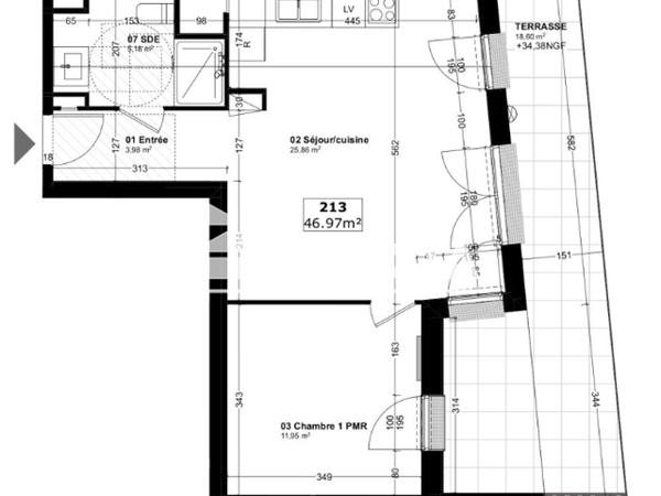 Location Appartement 2 pièces 46.97 m² - LA BUTTE AU MONT Fleury Sur Orne 14123