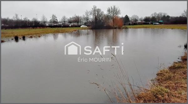 Jolie étang avec un grand terrain.