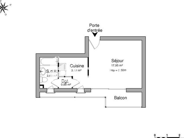Location Studio 26.3 m² - 12 RUE GUY ROPARTZ Saint Brieuc 22000