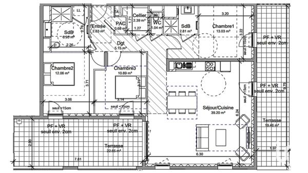 Appartement à vendre 4 pièces 97 m² Vif