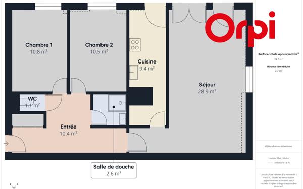 Appartement à vendre    3 pièces • 74,54 m2 Bernay