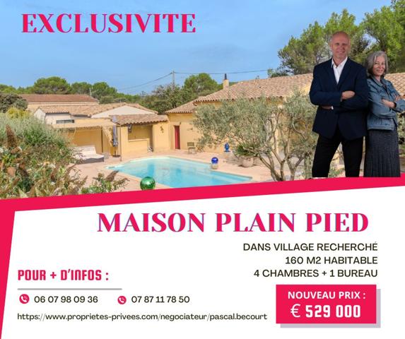 A SAISIR Propriété St Didier 84210 PLAIN PIED 8 pièce(s) 160 m2 avec piscine