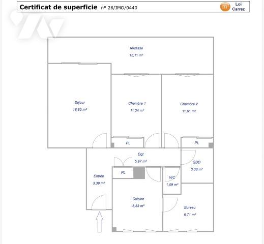 En exclusivité 3 pièces en  Plein centre ville de Cagnes en exposition Sud Sud Ouest.