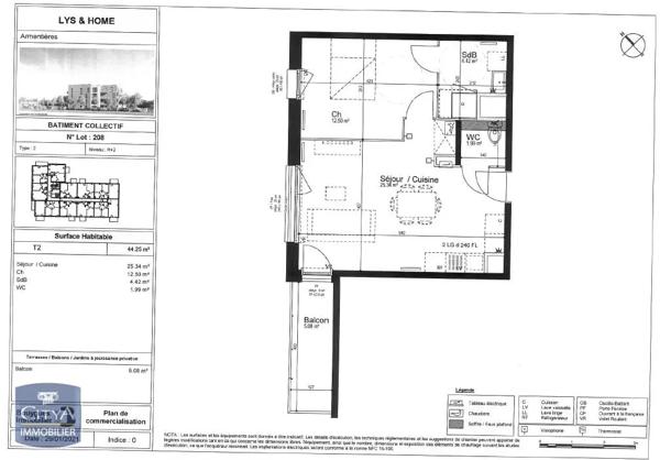 Appartement à louer 2 pièces 44.25m² Armentières (59280)