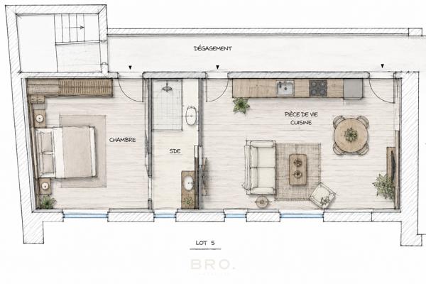 APPARTEMENT « MATCHA » UN T2 À RÉINVENTER AUX PORTES DU CENTRE-VILLE