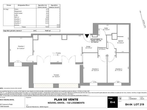 Location Appartement 4 pièces 78.1 m² - APT B 404 Montfavet 84140