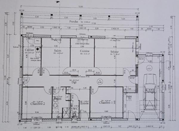 Paray le Monial, Villa de plain pied de 116 m² avec 3 chambres sur parcelle de terrain de 731 m²