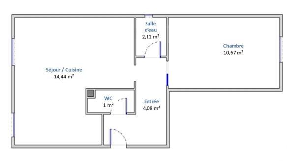 Appartement F2 à vendre  2 pièces - 32,30 m 2   COLOMBES  - 92