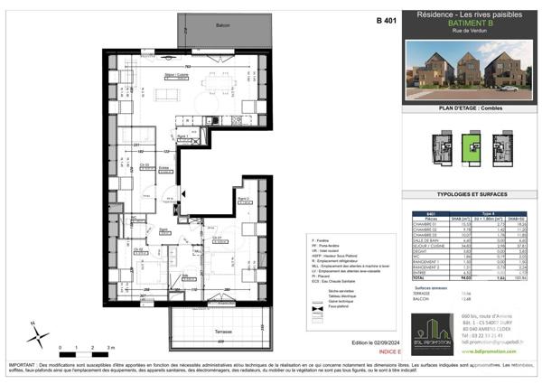 Appartement F4 à vendre  4 pièces - 94,02 m2 AMIENS - 80