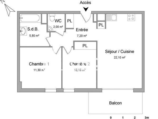 Location Appartement 3 pièces 58.5 m² - 2 TER RUE DE CHATEAUBRIAND Chamalieres 63400