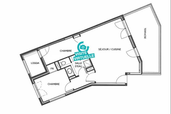 PÉROLS - CENTRE VILLE - APPARTEMENT DE PLAIN-PIED TRAVERSANT - 3 PIÈCES MEUBLÉ - 57 M2 -TERRASSE + LOGGIA