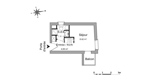 Location Studio meublé 15.41 m² - Grenoble 38000