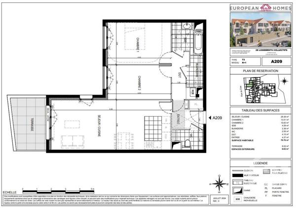 Appartement F3 à vendre  3 pièces - 70,76 m2 GIF SUR YVETTE - 91