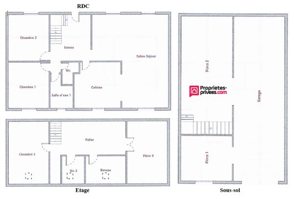 Pavillon 126 m² - 6 pièces - 5 chambres ? sous-sol total ? terrasses - garages et dépendances
