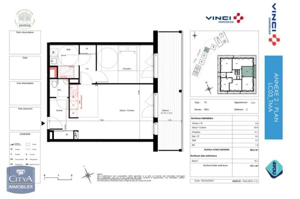 Appartement à louer 2 pièces 50.5m²