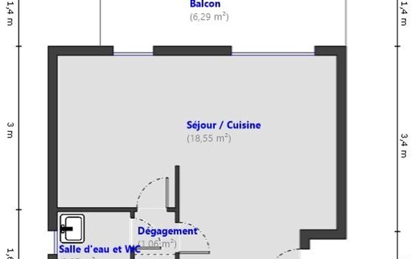 Appartement à vendre    1 pièce • 21,33 m2 Sainte-Maxime