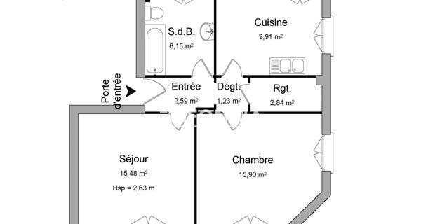 Location Appartement 2 pièces 54.1 m² - Talange 57525
