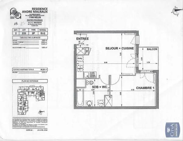Appartement à louer 2 pièces 41.01m² Melun (77000)