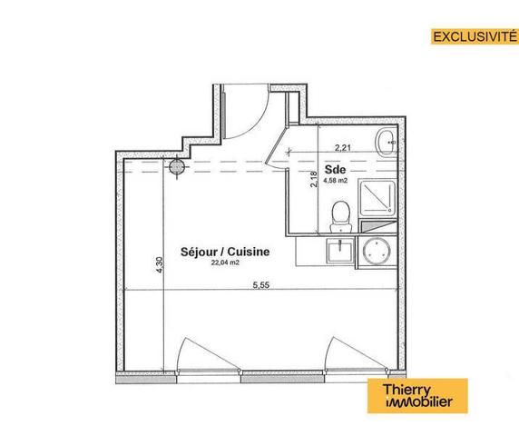 Appartement 1 pièce                                        - 44100 Nantes - Chantenay - Sainte-Anne Réf : 125955