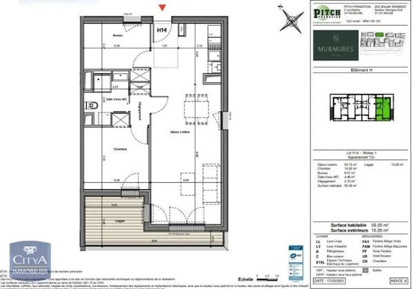 Appartement à louer 2 pièces 59.56m² Balma (31130)