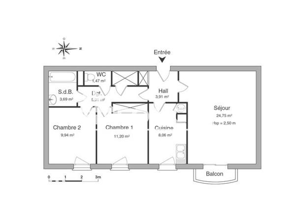 Location Appartement 3 pièces 68.93 m² - 31 RUE AMBROISE FLEURY Rouen 76000