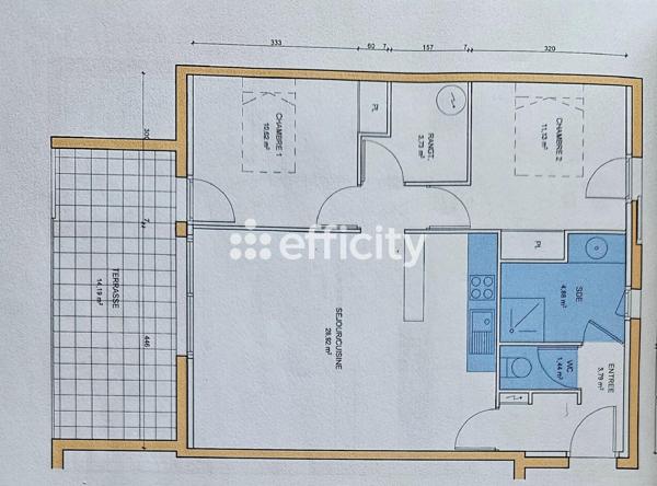 Appartement 3 pièces - 64 m² Exclusivité efficity