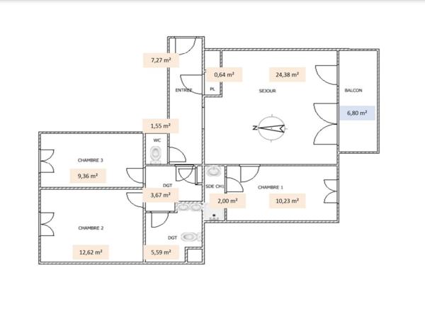 Appartement 4 pièces - 77 m² Exclusivité efficity