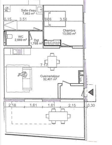 Appartement 2 pièces 57 m2