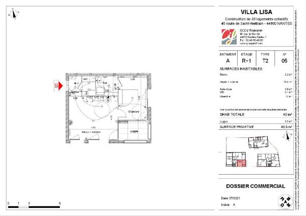 Appartement T2 NANTES Mairie de Chantenay - 40.24 m2  146 648 Euros